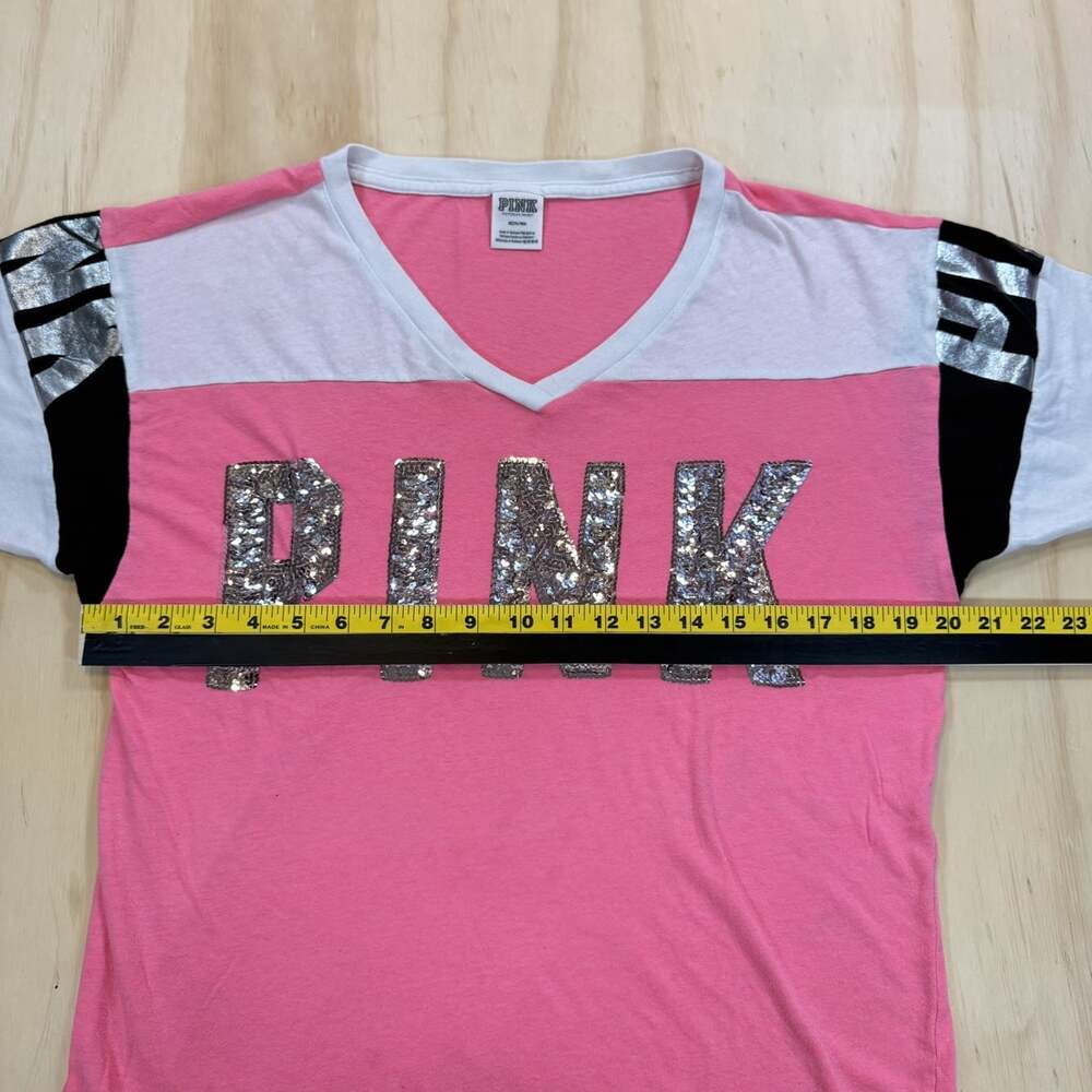 Victoria's Secret Pink Bling Silver Sequins T-Shirt Top M Vintage - Picture 3 of 11